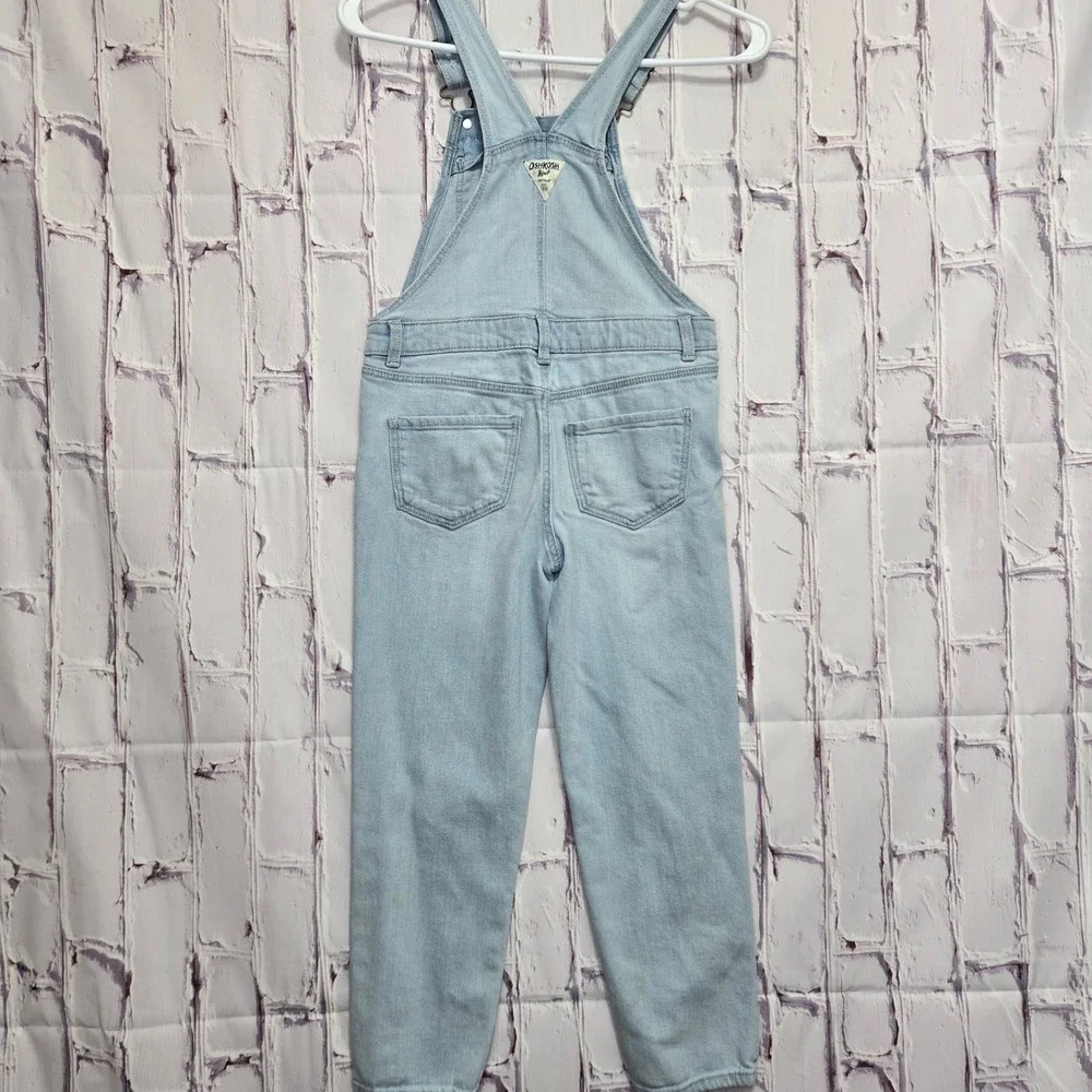 Vintage Y2K OshKosh B'gosh Kids Denim Overalls Light Wash Distressed Sz 7 School